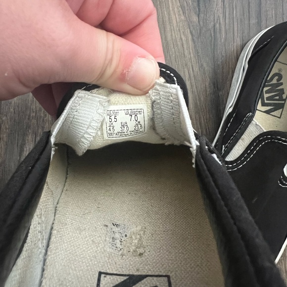 Vans Classic Black Slip-On Shoes - Sz 5.5 - Picture 9 of 11